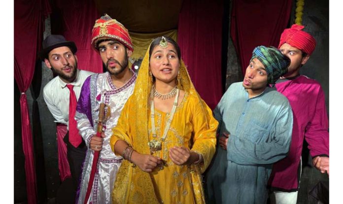 A scene from the play 'Commission' being staged in Jammu on Sunday.