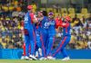 Players of Delhi Capitals celebrating after defeating CSK at Chennai on Saturday.