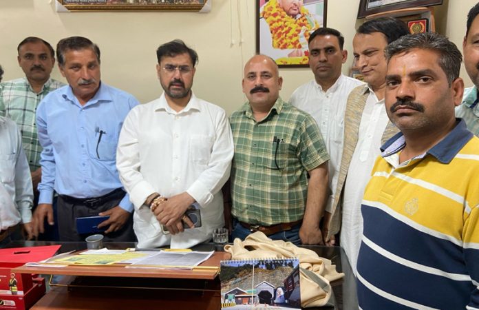 Members of JKCLUF during meeting with Minister Satish Sharma at Jammu on Monday.