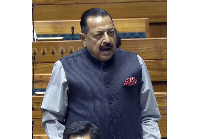 Union Minister Dr. Jitendra Singh speaking in the Lok Sabha on Wednesday.