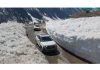 Vehicles plying on Sonamarg-Kargil Highway on Tuesday. —Excelsior/Firdous
