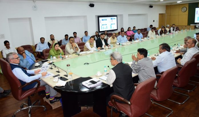 CM Omar Abdullah chairing a meeting on Wednesday. CM Omar Abdullah chairing a meeting on Wednesday.