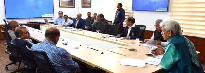 Lieutenant Governor Manoj Sinha chairing a meeting.