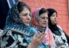 PDP president Mehbooba Mufti during a press conference in Srinagar on Monday. -Excelsior/Shakeel