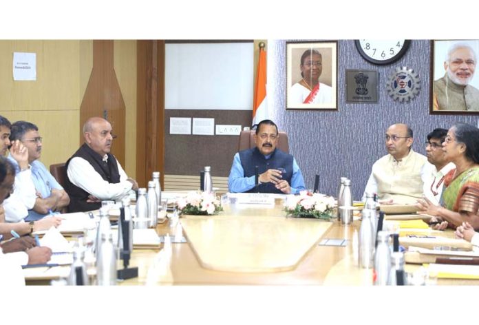 Dr Jitendra Singh chairing a joint Ministerial meeting at New Delhi on Thursday.