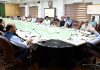 CM Omar Abdullah chairing a meeting at Jammu on Saturday.