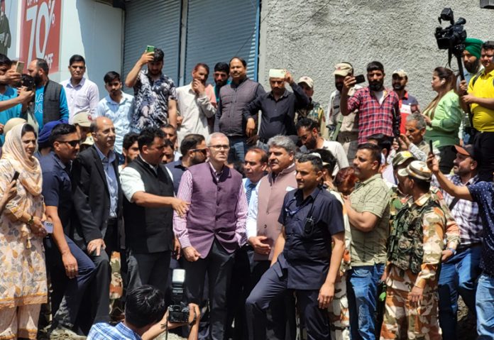 CM Omar Abdullah during a visit to Ramban. -Excelsior/Parvez Mir CM Omar Abdullah during a visit to Ramban. -Excelsior/Parvez Mir