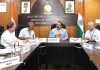 Union Minister Dr Jitendra Singh holding a high-level review meeting of India Meteorological Department (IMD) at Mausam Bhawan, New Delhi on Friday.