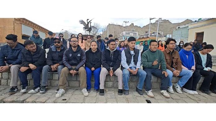 Ladakh youth during press conference at Leh on Thursday.