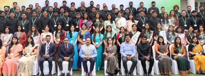 Union Minister Dr Jitendra Singh posing for group photograph with IAS 2023 batch Officer Trainees over lunch at Civil Services Officers' Institute (CSOI) Chanakyapuri, New Delhi on Sunday. Union Minister Dr Jitendra Singh posing for group photograph with IAS 2023 batch Officer Trainees over lunch at Civil Services Officers' Institute (CSOI) Chanakyapuri, New Delhi on Sunday.