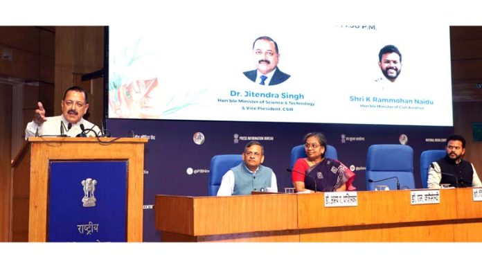 Union Minister Dr. Jitendra Singh speaking after formally launching the indigenously designed and developed HANSA-3(NG) Union Minister Dr. Jitendra Singh speaking after formally launching the indigenously designed and developed HANSA-3(NG)