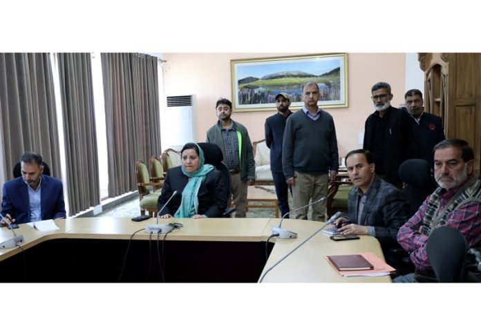 Minister Sakeena Itoo chairing a meeting on Wednesday. Minister Sakeena Itoo chairing a meeting on Wednesday.