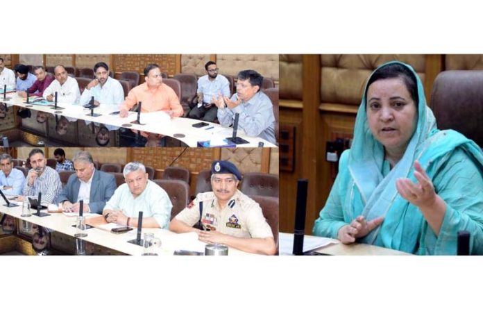 Minister Sakeena Itoo chairing a meeting on Tuesday. Minister Sakeena Itoo chairing a meeting on Tuesday.