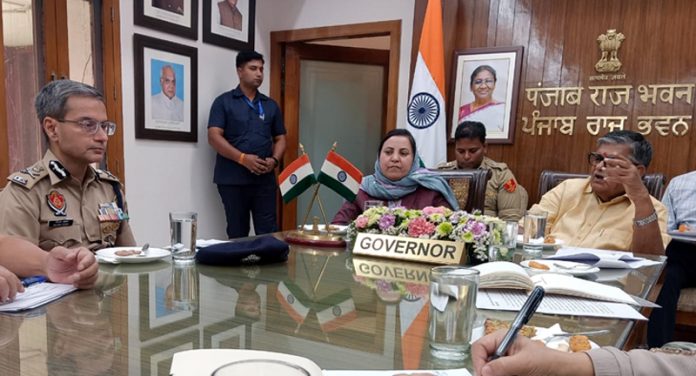 Minister Sakeena Itoo during meeting with Punjab Governor on Saturday.