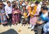 MLA Sham Lal Sharma inaugurating pre-mixed laying work in Jammu-North Assembly constituency on Tuesday.
