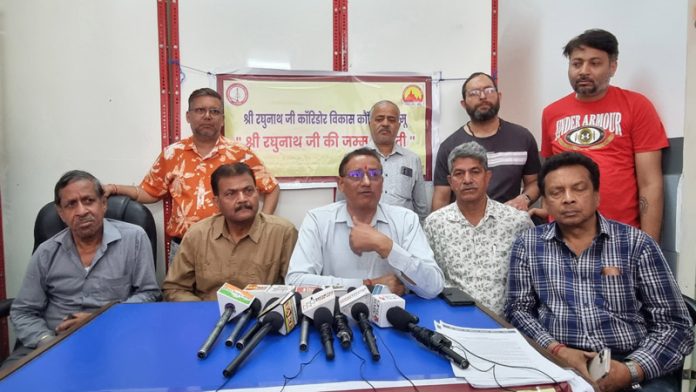 Office bearers of Shri Raghunath Ji Corridor Vikas Council during a press conference at Jammu. Office bearers of Shri Raghunath Ji Corridor Vikas Council during a press conference at Jammu.