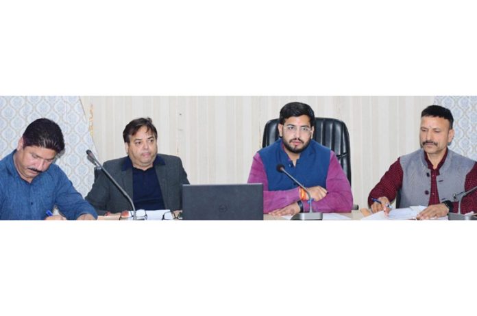 DC Rajouri Abhishek Sharma chairing a meeting on Tuesday. DC Rajouri Abhishek Sharma chairing a meeting on Tuesday.
