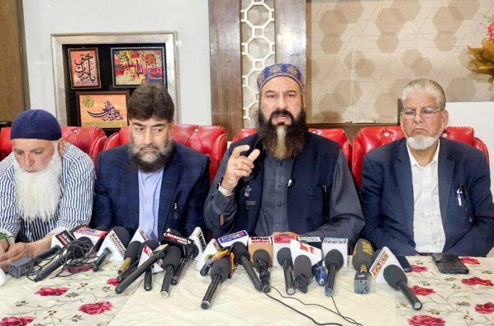 Members of J&K Association of Hajj & Umrah Companies (JKAHUC) during press conference in Srinagar. — Excelsior/Shakeel Members of J&K Association of Hajj & Umrah Companies (JKAHUC) during press conference in Srinagar. — Excelsior/Shakeel