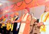 LG Manoj Sinha alongwith others performing Tawi Aarti at Tawi River Front in Jammu on Sunday.