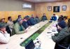 CEC, LAHDC Leh, Tashi Gyalson chairing a meeting in Leh on Friday.