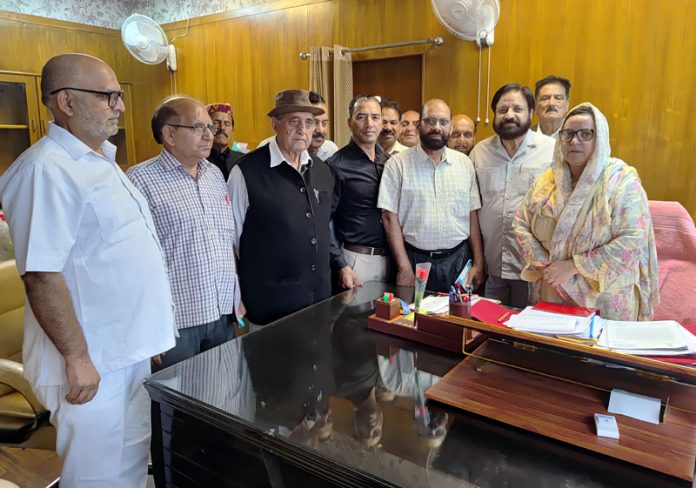 Members of SC, ST and OBC categories during meeting with Minister for Education Sakina Itoo on Friday.