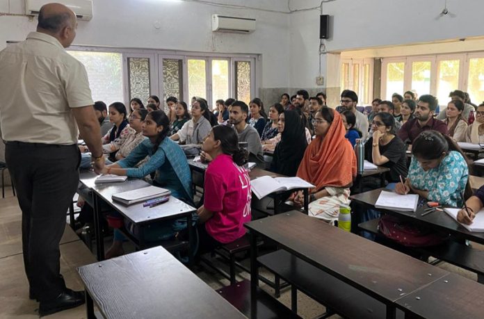 A speaker delivering a lecture during a workshop organized at SR College in Jammu. A speaker delivering a lecture during a workshop organized at SR College in Jammu.