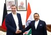 Minister-President of the German State of Bavaria, Markus Söder calling on Union Minister Dr Jitendra Singh at North Block, New Delhi on Sunday.