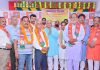 BJP leaders at a party Sammelan in Chhamb on Wednesday.