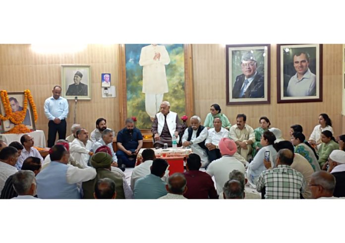 NC leaders paying tribute to their late colleague Bodh Raj Bali in Jammu on Monday. NC leaders paying tribute to their late colleague Bodh Raj Bali in Jammu on Monday.