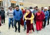 CEC Leh, Advocate Tashi Gyalson, reviewing arrangements for the visit of Chetsang Rinpochey in Leh on Saturday.