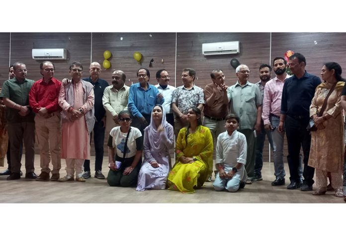 Winners posing with dignitaries during the Dogri speech competition programme held at MAM College, Jammu.