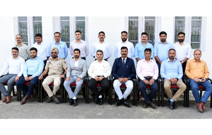 Police officers posing on the first day of training programme at SKPA Udhampur on Tuesday. Police officers posing on the first day of training programme at SKPA Udhampur on Tuesday.