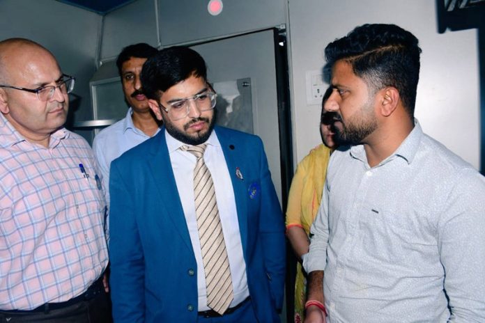 DC Rajouri Abhishek Sharma during visit to Mega Health Camp on Monday.