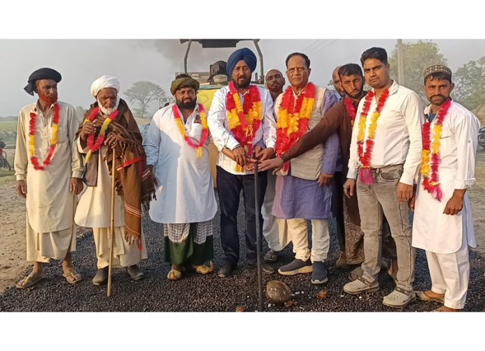 DDC Suchetgarh, T S Tony, along with MLA RS Pura, Prof Gharu Ram, inaugurating newly blacktopped Jhora Farm-Jugnoo Post Road.