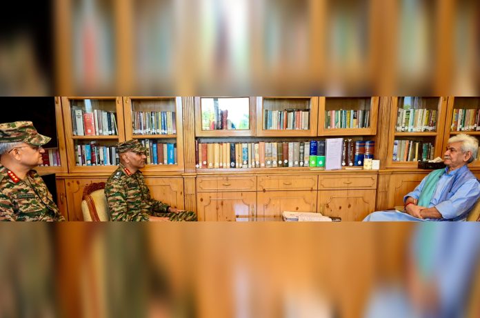 Northern Army Commander Calls On LG Manoj Sinha Northern Army Commander Calls On LG Manoj Sinha
