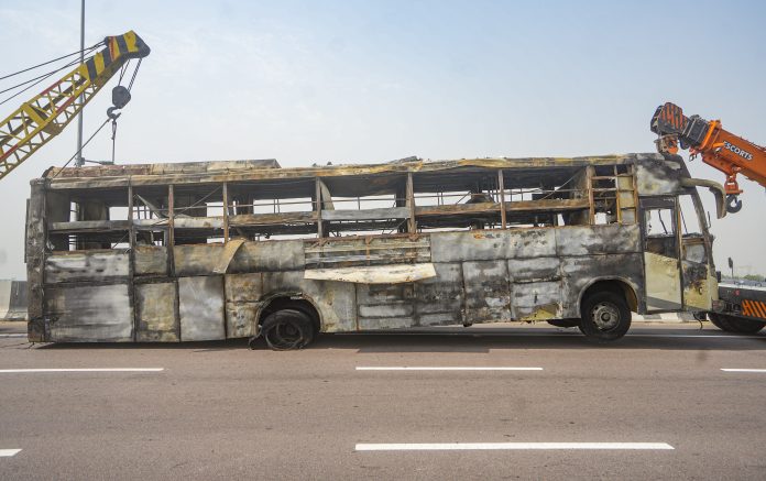 Five killed as moving bus catches fire in Lucknow