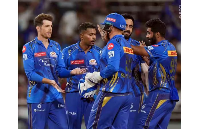 Mumbai Indians after defeating Gujarat Titans on Friday.