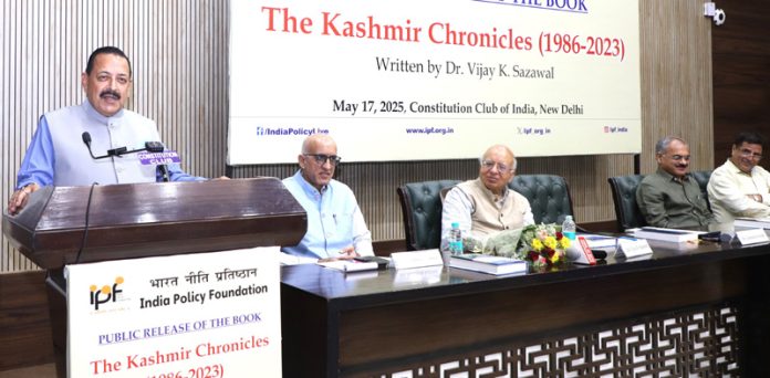 Union Minister Dr Jitendra Singh speaking after releasing the book 