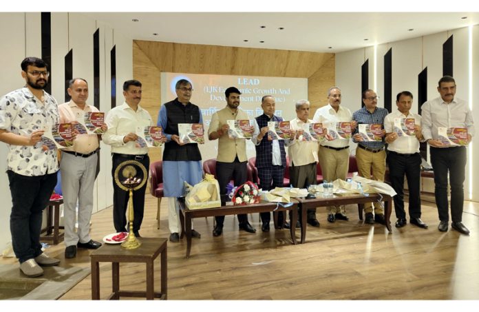 Guests along with LEAD core members launching 2nd edition of Annual Smarika of the organization at Amar Singh Club, Jammu.