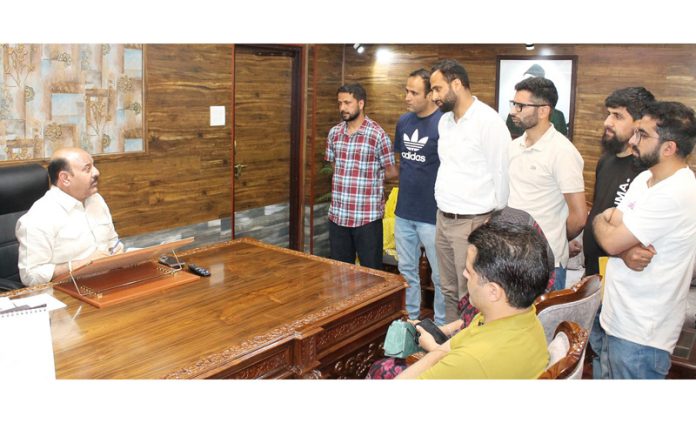 DyCM meeting a delegation at Srinagar on Monday. DyCM meeting a delegation at Srinagar on Monday.