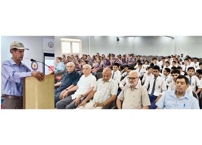 A dignitary addressing students of BALGRAN in Jammu on Saturday.