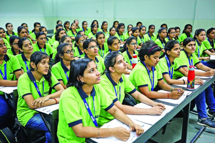 Students attending classes at an Allen centre in Jammu.