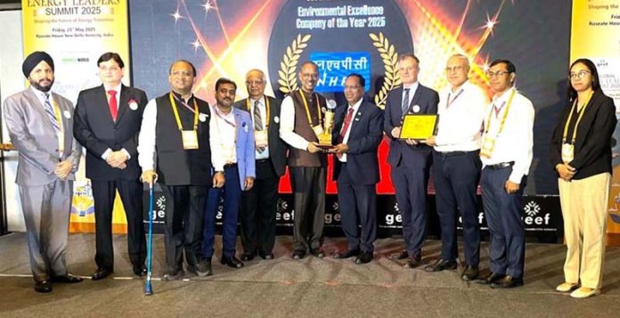 R K Chaudhary, CMD, NHPC receiving an award on Saturday. R K Chaudhary, CMD, NHPC receiving an award on Saturday.