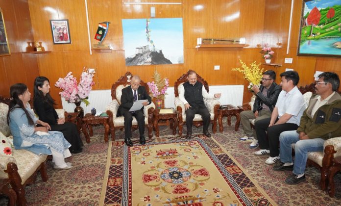 ALHGHA delegation during meeting with LG Ladakh on Saturday. -Excelsior/Stanzin