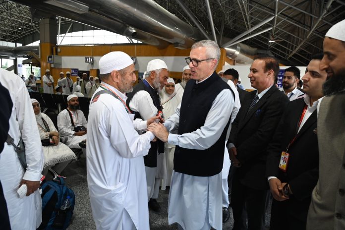 CM Omar Abdullah Bids Farewell To First Batch Of Hajj Pilgrims At Srinagar Airport