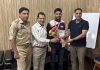 Rajat Charak, proud son of Jammu & Kashmir and Indian Army personnel, is being felicitated after winning silver medal in the under-85 kg category at Sanda World Cup held in Jiangyin, China. Rajat qualified for the event after securing silver at the 10th Asian Wushu Championship in Macau, 2024. He was warmly welcomed in Jammu by Wushu Association President Vijay Saraf and Dronacharya Awardee Kuldeep Handoo. International fencer Rashid Ahmed also graced the occasion.