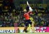 Shreyas Iyer playing a shot during match against CSK at Chennai.