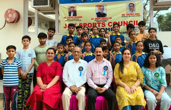 Winners and participants of Reasi District Sport Climbing Championship posing with organizers at Sprawling Buds School, Jammu. Winners and participants of Reasi District Sport Climbing Championship posing with organizers at Sprawling Buds School, Jammu.