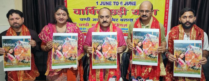 Dignitaries releasing a devotional song in Jammu on Friday. -Excelsior/Rakesh Dignitaries releasing a devotional song in Jammu on Friday. -Excelsior/Rakesh