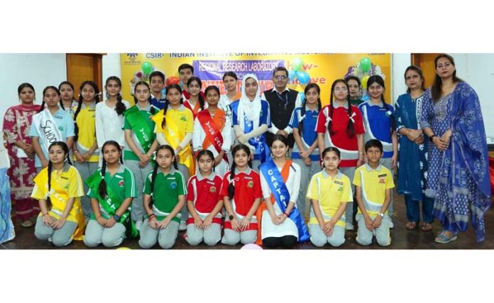Student leaders of RRL High School Jammu posing with chief guest and teachers during a function. Student leaders of RRL High School Jammu posing with chief guest and teachers during a function.